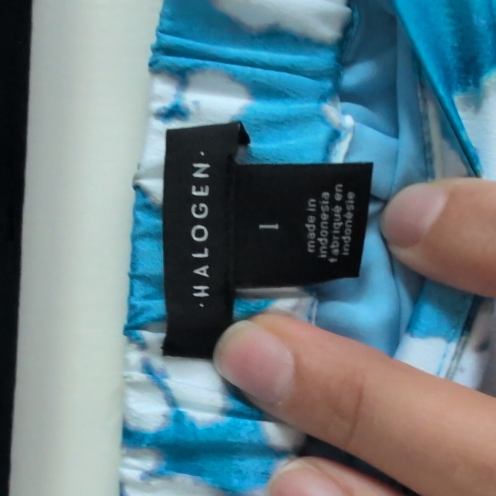 Halogen Blue and White Acid Floral Midi Skirt - Picture 4 of 5